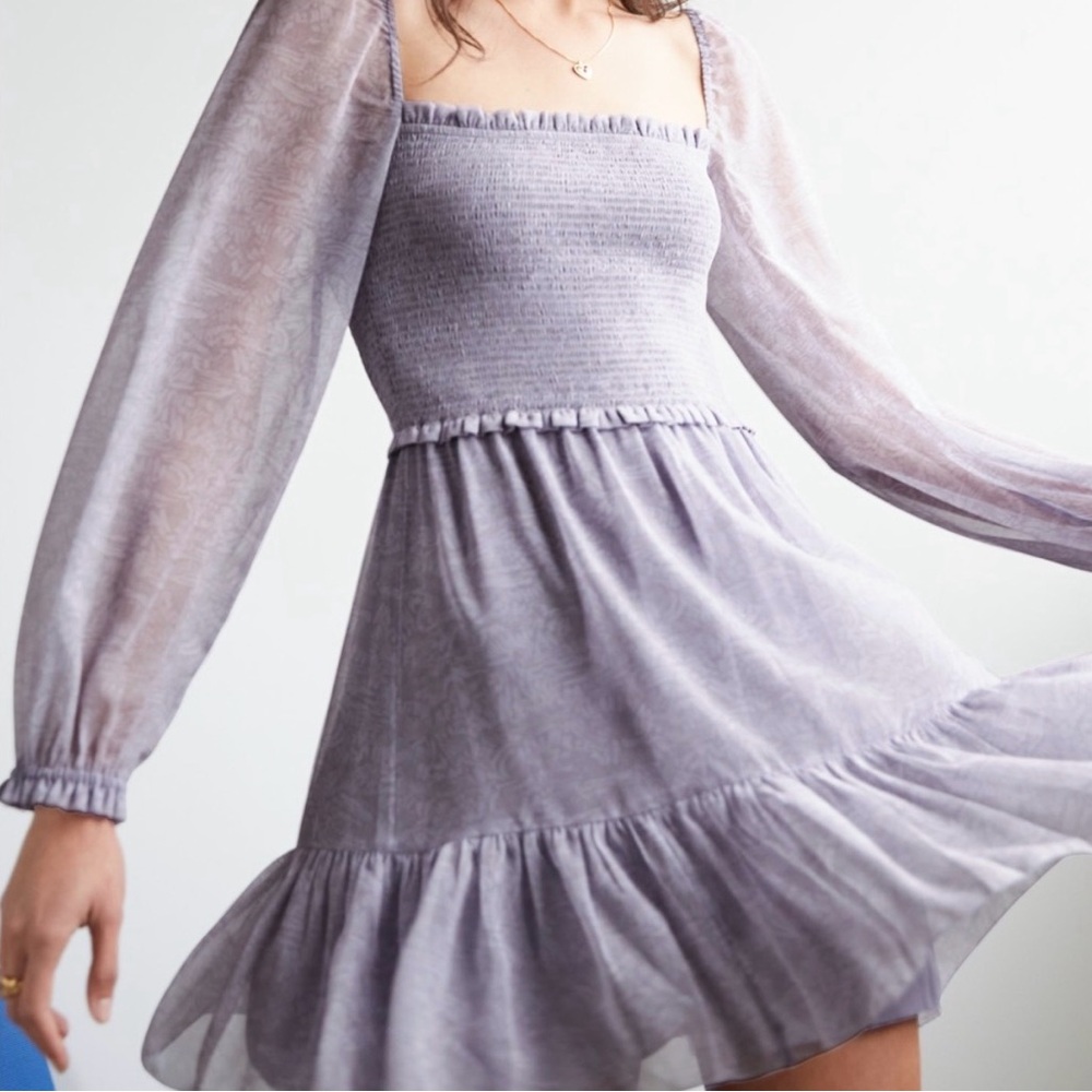 Aritzia Wilfred Tempest Long Sleeve Mini Dress in Gull 1X